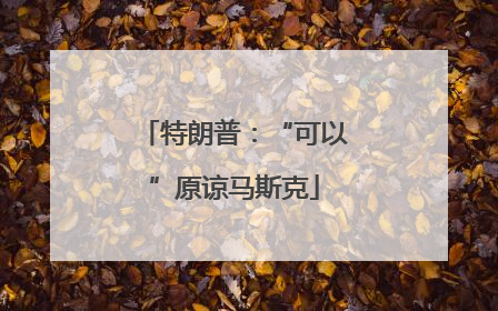 特朗普：“可以”原谅马斯克