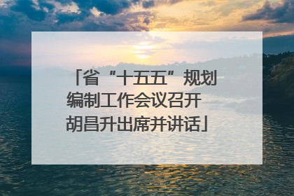 省“十五五”规划编制工作会议召开 胡昌升出席并讲话