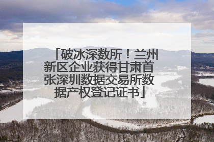 破冰深数所！兰州新区企业获得甘肃首张深圳数据交易所数据产权登记证书
