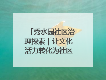 秀水园社区治理探索｜让文化活力转化为社区治理动力