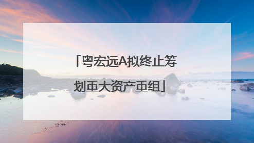 粤宏远A拟终止筹划重大资产重组