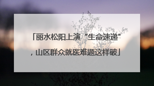 丽水松阳上演“生命速递”，山区群众就医难题这样破