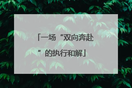 一场“双向奔赴”的执行和解