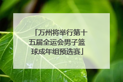 万州将举行第十五届全运会男子篮球成年组预选赛