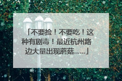 不要捡！不要吃！这种有剧毒！最近杭州路边大量出现蘑菇……