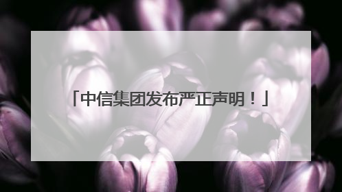 中信集团发布严正声明！
