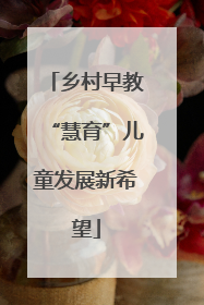 乡村早教“慧育”儿童发展新希望