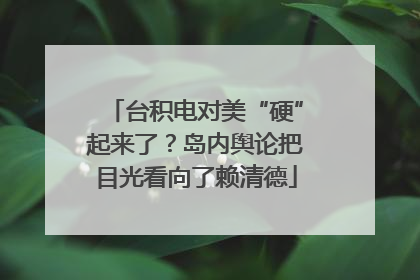 台积电对美“硬”起来了？岛内舆论把目光看向了赖清德