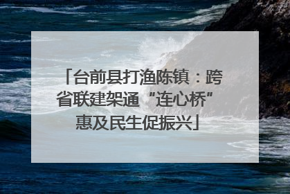 台前县打渔陈镇：跨省联建架通“连心桥” 惠及民生促振兴