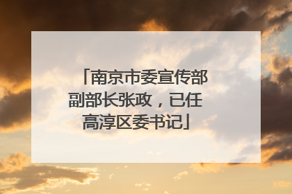 南京市委宣传部副部长张政，已任高淳区委书记