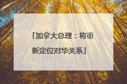 加拿大总理：将重新定位对华关系