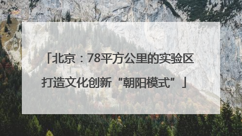 北京：78平方公里的实验区打造文化创新“朝阳模式”