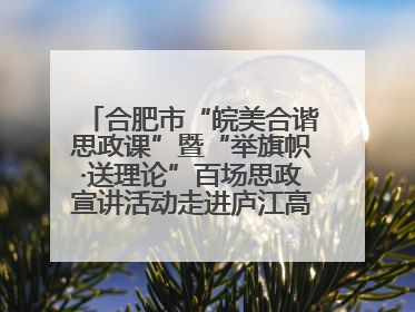 合肥市“皖美合谐思政课”暨“举旗帜·送理论”百场思政宣讲活动走进庐江高新实验学校