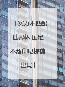 实力不匹配世界杯 国足不敌印尼提前出局