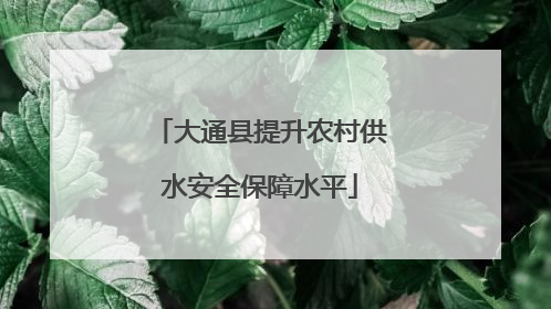 大通县提升农村供水安全保障水平