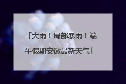 大雨！局部暴雨！端午假期安徽最新天气