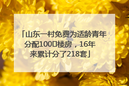 山东一村免费为适龄青年分配100㎡楼房，16年来累计分了218套