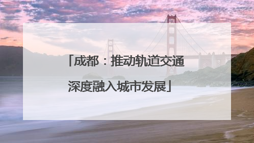成都：推动轨道交通深度融入城市发展