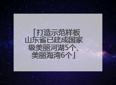 打造示范样板 山东省已建成国家级美丽河湖5个、美丽海湾6个