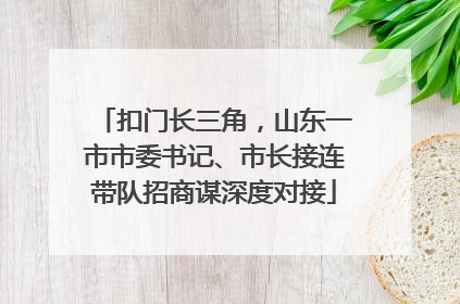 扣门长三角，山东一市市委书记、市长接连带队招商谋深度对接