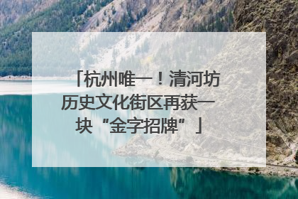 杭州唯一！清河坊历史文化街区再获一块“金字招牌”