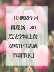 时隔8个月再履新：80后法学博士黄双燕升任赤峰市副市长