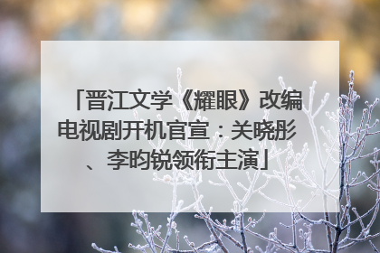 晋江文学《耀眼》改编电视剧开机官宣：关晓彤、李昀锐领衔主演