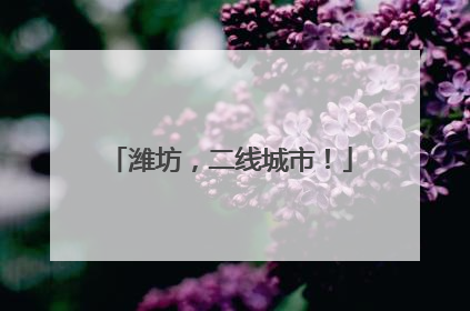 潍坊，二线城市！