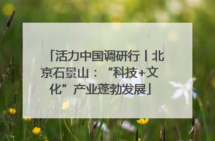 活力中国调研行丨北京石景山：“科技+文化”产业蓬勃发展