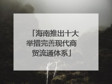 海南推出十大举措完善现代商贸流通体系