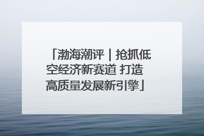 渤海潮评｜抢抓低空经济新赛道 打造高质量发展新引擎