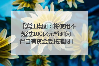 滨江集团：将使用不超过100亿元暂时闲置自有资金委托理财