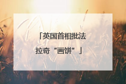 英国首相批法拉奇“画饼”