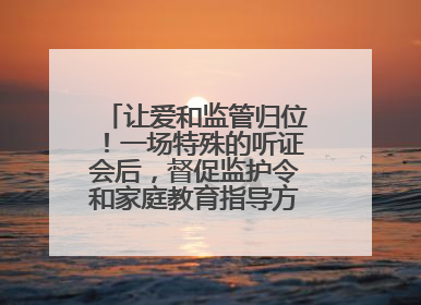 让爱和监管归位！一场特殊的听证会后，督促监护令和家庭教育指导方案同时送达