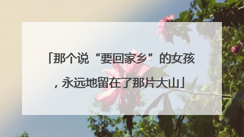 那个说“要回家乡”的女孩，永远地留在了那片大山