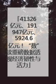 41326亿元、191947亿元、5924.6亿元！“数”读重磅数据透视经济韧性与活力