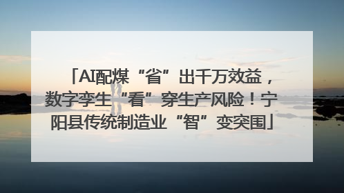 AI配煤“省”出千万效益，数字孪生“看”穿生产风险！宁阳县传统制造业“智”变突围